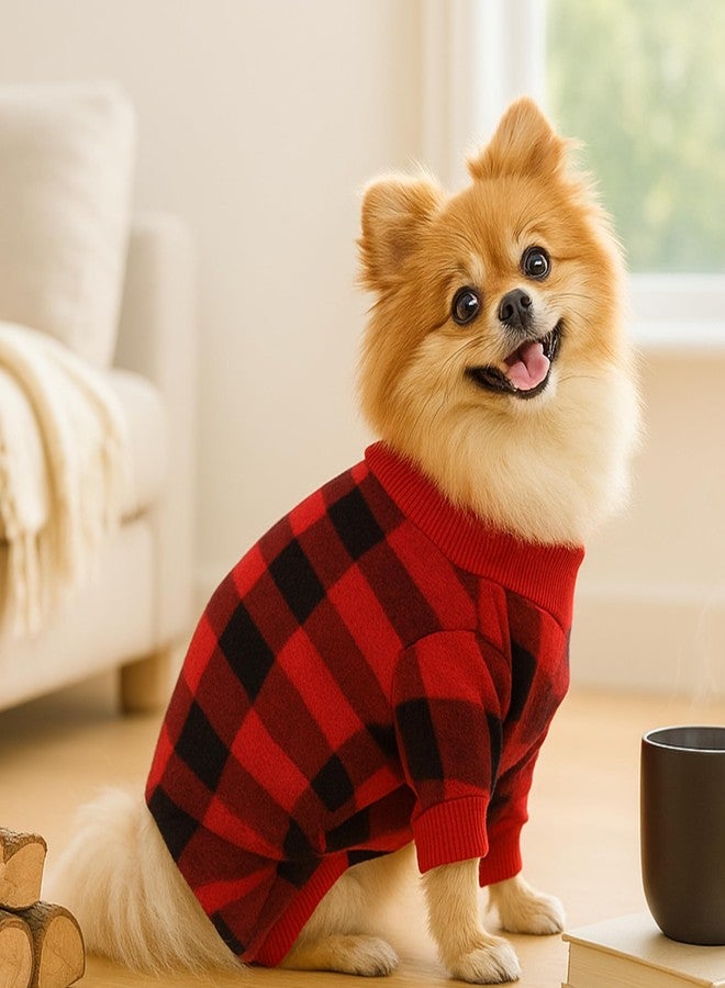 SilTriangle 3 Pcs Plaid Dog Pajamas Soft Fleece Pet Sweater Clothes Warm Outfits for Small Dogs Puppy Cats Winter Christmas Costume Jumpsuit(XS: Neck 10in, Chest 13.8in, Back 10in) - Image 4